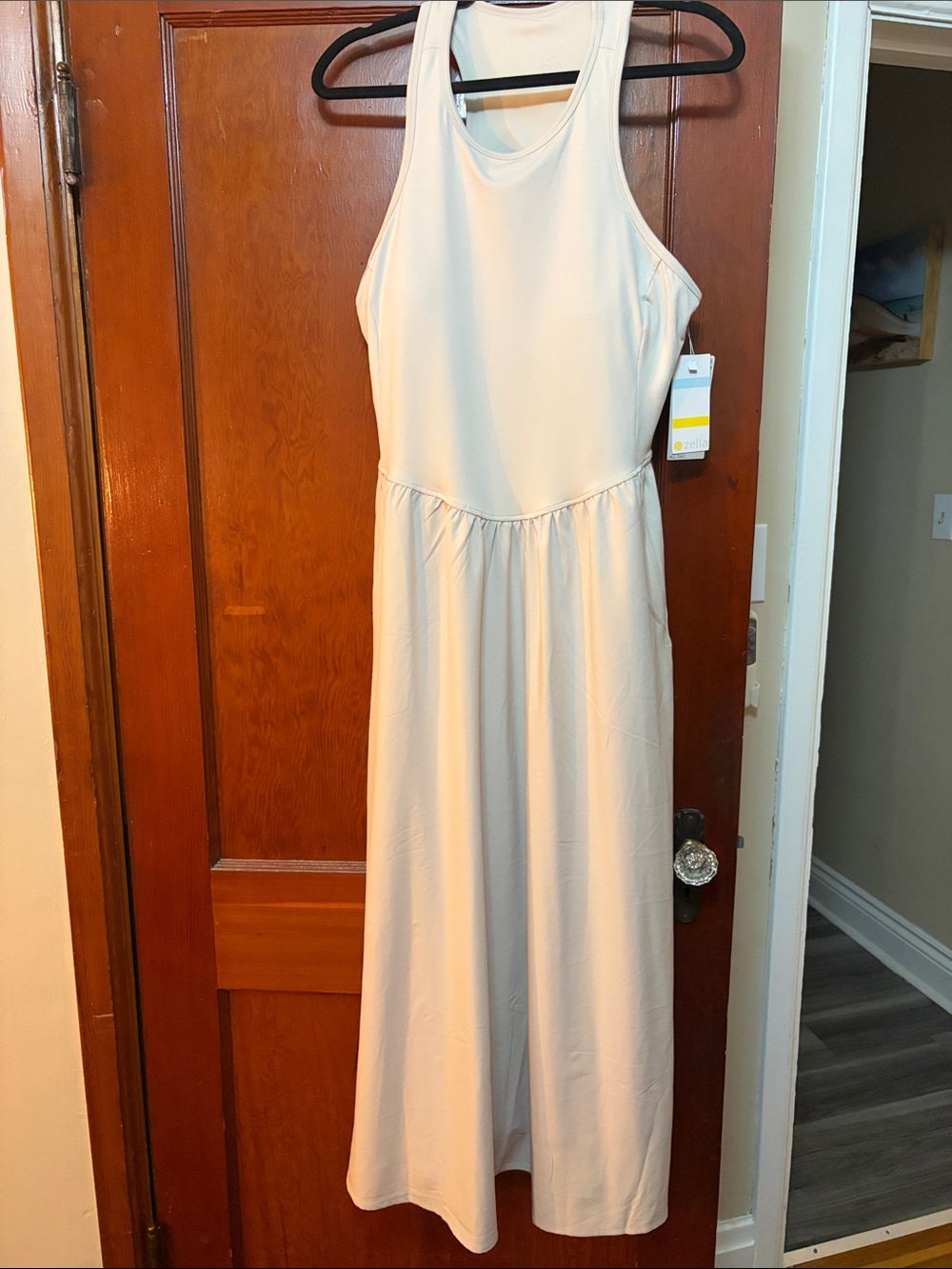 Zella Cream Sleeveless Maxi Dress with Scoop Neck